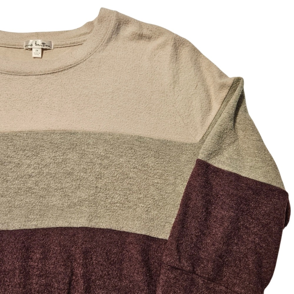 Nine Britton Womens 2X Color Block Tie Front 3/4 Sleeve Top Pullover Knit - Picture 3 of 10